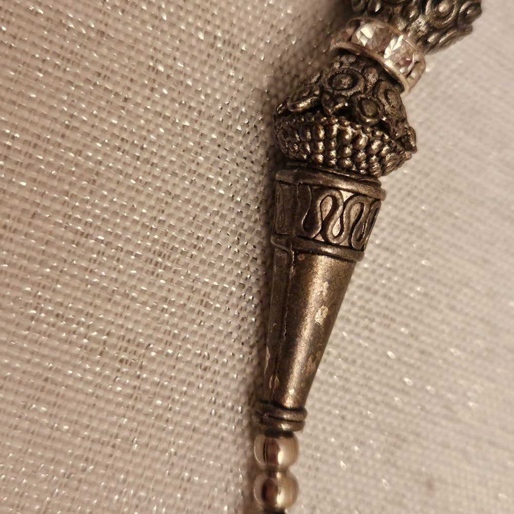 Silver Beaded Statement Necklace - image 6